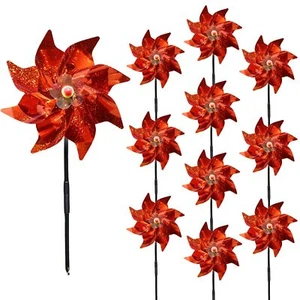 10 Pack Reflective Pinwheels Scare Birds Away from Garden Patio Yard Lawn Farm - Picture 1 of 6