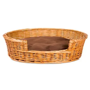 Wickerfield Oval Honey Wicker Dog Pet Bed Basket Sofa Puppy Cat Natural Wicker - Picture 1 of 3