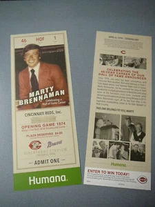 2 boletos réplica de Marty Brennaman de los Cincinnati Reds SGA 2019 ideales para mostrar - Imagen 1 de 3