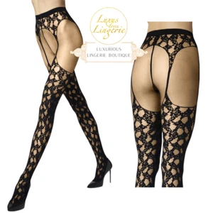FLORAL LACE SUSPENDER TIGHTS Wolford M fairly light black Strumpfhose Straps - Bild 1 von 4