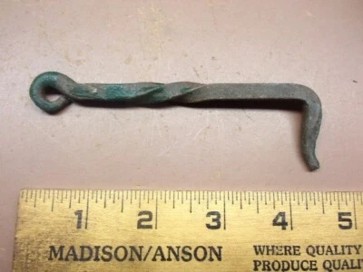Винтажная 4 1/2-дюймовая ручная кованая железная дверная защелка-крючок с «Twist» LQQK! - Изображение 1 из 4