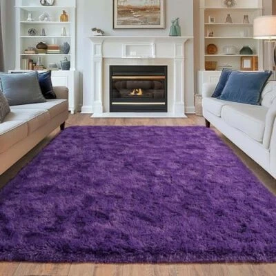 Super Fluffy Rugs for Living Room, Modern Shag Area Rugs, Soft and 8x10 Purple - Image 1 of 4