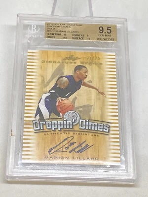 DAMIAN LILLARD 2012 SIGN ROOKIE  DROPPIN DIMES RC AUTO BGS 9.5/10  SP#/25 GOLD - Image 1 of 4