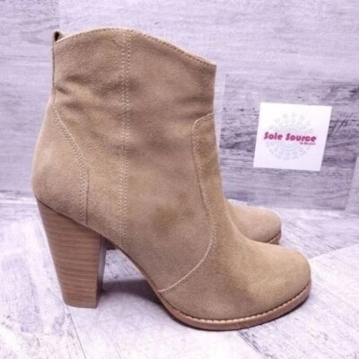 Joie Dalton Western Suede Tassel Heeled Ankle Boot Tan Brown sz 37 Women's sz 7 - Image 1 of 4