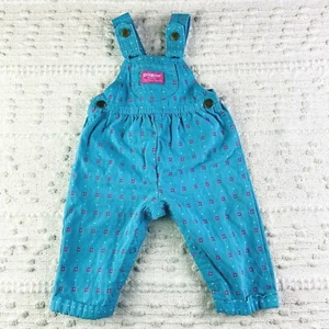 Vtg OshKosh B’Gosh Pink Tag Bubble Overalls Blue Pink Flowers 18M USA Union Made - Picture 1 of 12