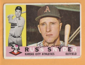 Russ Snyder Kansas City A's AUTO Firmado 1960 Topps Oak Nebraska 14F - Imagen 1 de 2