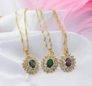 18ct Yellow Gold Filled Bridal Prom made with Swarovski Crystal Necklace T/7704 - Picture 1 of 17
