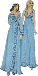 1970s Ruffle Wrap Lingerie Nightie Halter Neck Empire Style 4638 Sewing Pattern - Picture 1 of 3