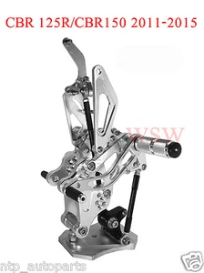SILVER REAR SET REARSETS FOOTPEGS REST 11-15 FOR HONDA CBR150 CBR 125 R 150 12 - Picture 1 of 4