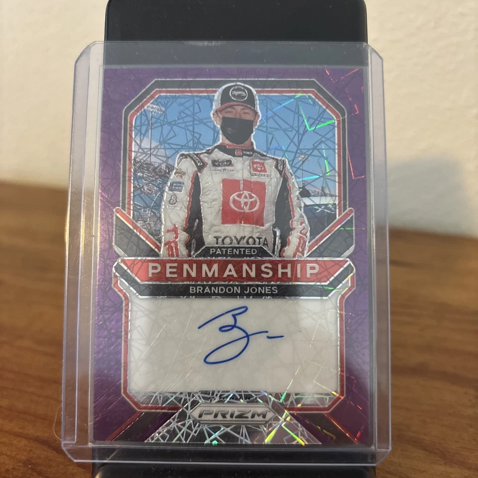 2021 Panini Prizm - Patented Penmanship Purple Velocity Prizm Brandon Jones /35 - Image 1 of 2