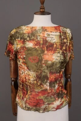 Blusa Top MOSCHINO CHEAP&CHIC Multicolor Malla de Seda Manga Corta Talla US 8 / I42 Foto 1 de 4