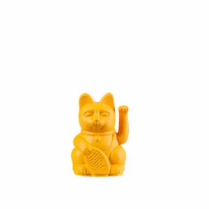 Donkey Products Lucky Cat Mini Maneki Neko, Winkekatze, Glücksbringer Gelb 9.8cm - Bild 1 von 3