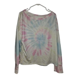 Suéter Pullover Recortado Para Mujer Manga Larga Tie-dye Talla Mediana - Imagen 1 de 4