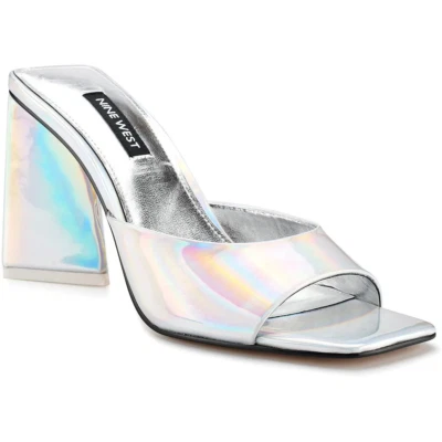 Sandalias Nine West para mujer talla 7M Yougo de tacón deslizables en plata iridiscente $99 Foto 1 de 4
