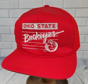 Vintage Ohio State Buckeyes Mütze Split Bar Cap Spell Out Rot Snapback Original - Bild 1 von 8