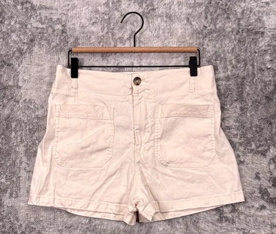 Maeve 短裤 31 女式 Anthropologie The Colette 高腰象牙亚麻混纺 — 第 1/4 张图片