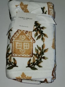 Laura Ashley Lebkuchenhaus Handtücher 2er Set Weihnachten Urlaub Winter Neu mit Etikett  - Bild 1 von 11
