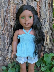 Bridget Custom American Girl Puppe OOAK schwarze Haare grüne Augen Claudie Form - Bild 1 von 7