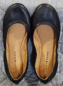 Zapatos planos de ballet sin cordones de cuero negro LP-Echo 2 usados en excelente estado Lucky Brand para mujer; talla 8,5 M - Imagen 1 de 11
