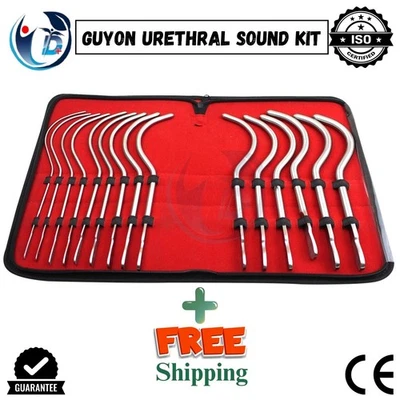 Kit de som uretral Guyon grau médico aço cirúrgico 316L - 15 peças conjunto de som - Imagem 1 de 4