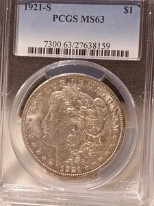 1921 S morgan dollar ms63 - Picture 1 of 2