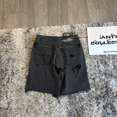 Pantalones Cortos Jean Vintage Años 90 Marithe Francois Girbaud Negro DESTRUIDO Hombres’s 36 Foto 1 de 4