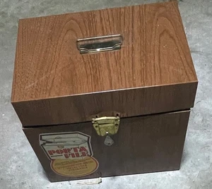 Vintage Ballonoff persönliche Porta Datei - Holzmaserung - USA mit Schlüssel + Sportkarten Lot - Bild 1 von 2