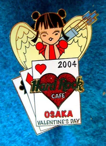 OSAKA YOUNG JAPANESE VALENTINE'S ANGEL GIRL ACE CARDS 2004 Hard Rock Cafe PIN LE - Picture 1 of 1