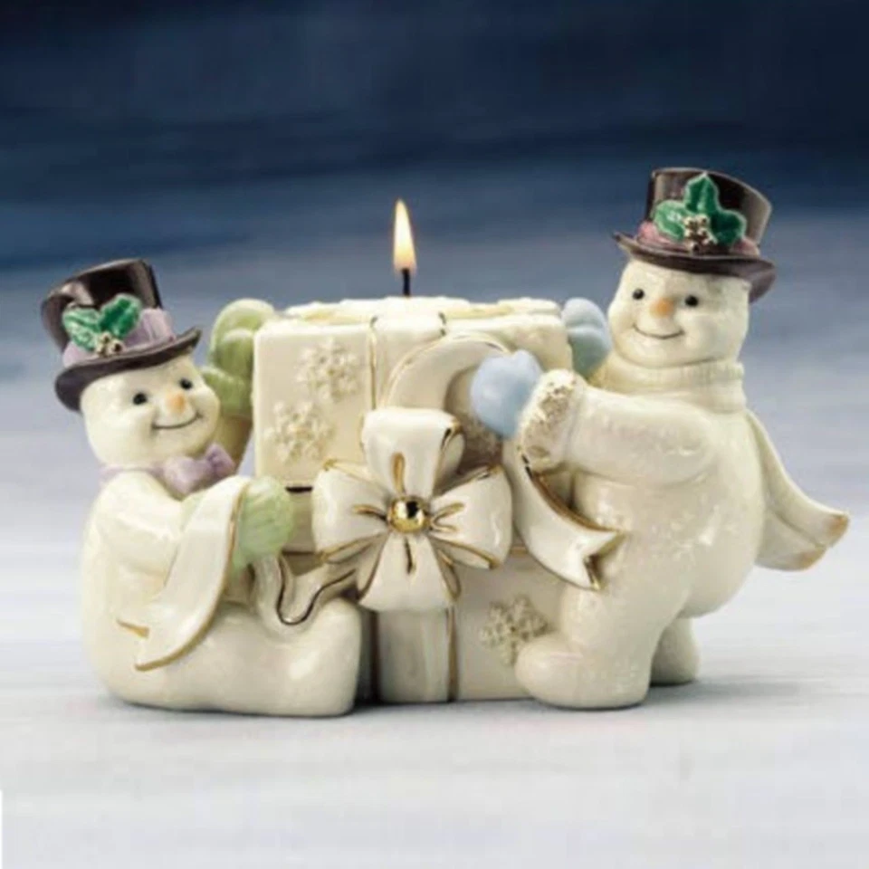 Lenox pintado a mano fina china votiva con 2 muñecos de nieve - candelabro muñeco de nieve - NUEVO Foto 1 de 1