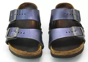 Birkenstock Sandalen Blau Metallic EUR/37 US/6,5 Slipper Leder Kork Gummisohle - Bild 1 von 7