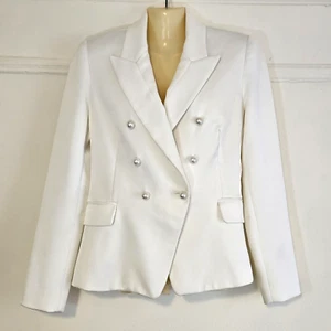 Camilla and Marc Past Love Double Breasted White Pearl Blazer Jacket Size 6 - Picture 1 of 14