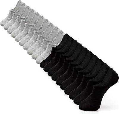 10 Pairs IDEGG No Show Socks Black Gray - Image 1 of 3