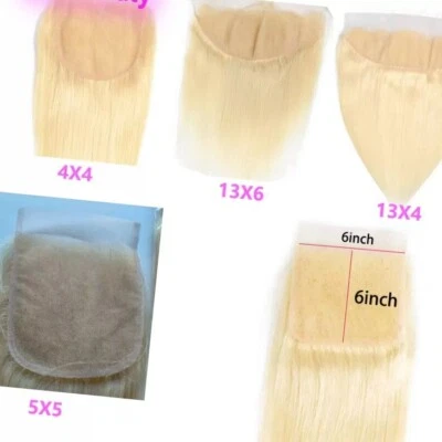 BRAZILIAN BLONDE 613# CLOSURE/FRONTAL 4X4/5X5/6X6/13X4/13X6 FREEWAY PARTING 12A - Image 1 of 4