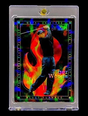 TIGER WOODS HOLO REFRACTOR Metal Universe Golf Card SkyBox Holo Fire - Image 1 of 4