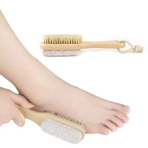 1X Wood Pumice Stone Foot Massage Brush Feet Exfoliating Remover Scrubber Tool - Picture 1 of 13