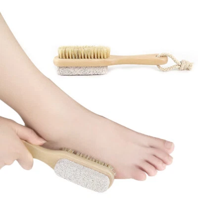 1X Wood Pumice Stone Foot Massage Brush Feet Exfoliating Remover Scrubber Tool, - Image 1 of 4
