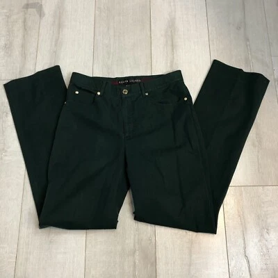 Pantalón Ralph Lauren Etiqueta Negra Talla 2 Verde Mezcla Algodón Elástico Pierna St Foto 1 de 4