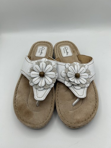 Sandali Clarks Artisan Thong mini zeppa pelle bianca donna taglia 8 1 2 M