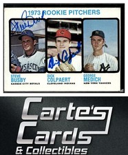 Steve Busby Dick Colpaert 1973 Topps #608 RC Pitchers TTM/IP Auto Signed by 2