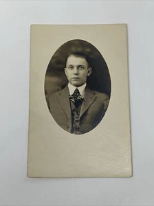 RPPC Attractive Young Man Studio Portrait Vintage Photo Postcard - Picture 1 of 2