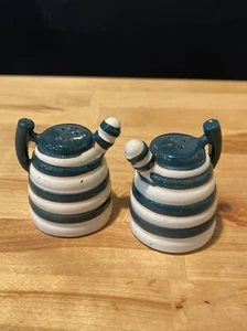 Lego Japan Salt & Pepper Shakers Green & White Stripe Vintage Watering Cans VTG - Picture 1 of 12