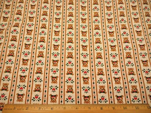 Weihnachtsstoff SALE Meterware Bären Stechpalme Herzen weiß Streifen Baumwolle #13 Vintage #C - Bild 1 von 2