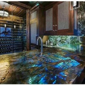 36"x24" Labradorite Bars & Kitchen Slab Dining Table Top ,Labradorite Center Top - Picture 1 of 4