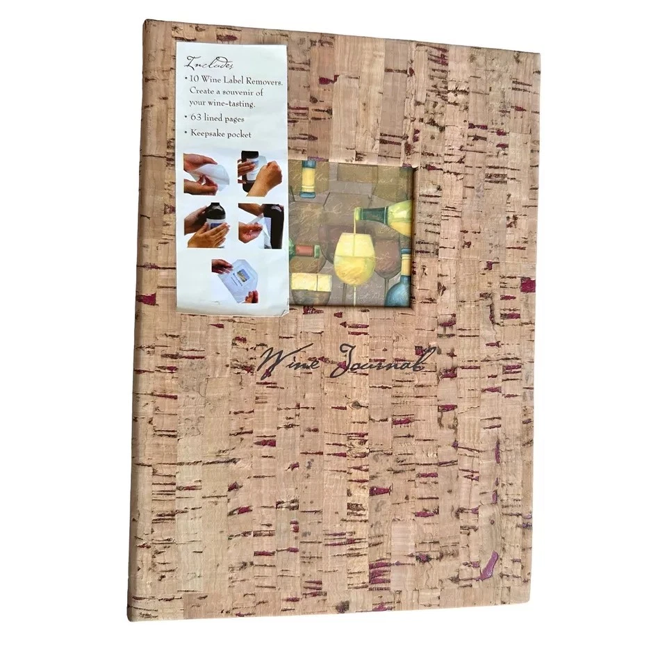 Wine Journal Keepsake and Label Removers, Lined Pages Pocket Corked Notebook - Image 1 of 1
