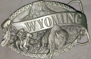 1984 Wyoming Belt Buckle - Siskiyou Buckle Co Inc -Made In Oregon Pewter Buffalo - Picture 1 of 2