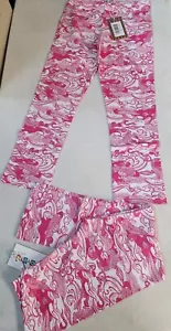Girls Elastic Waist stretch leggings size 8 2 pairs twins pink fish Coyote new - Picture 1 of 11