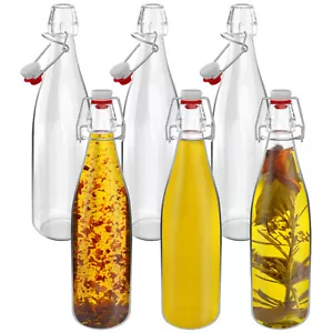 HEFTMAN Glass Bottles with Stoppers 500ml 6 Pack Swing Top Brewing Airtight Oil - Picture 1 of 9