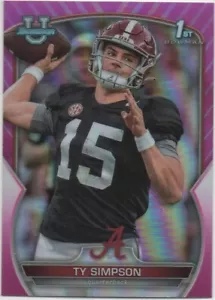 2022 Bowman Chrome University TY SIMPSON 1st Bowman Pink Refractor #80 Alabama - Picture 1 of 2