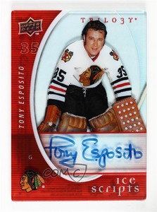 2008-09 Upper Deck Trilogy Ice Scripts Tony Esposito #IS-TE Auto HOF