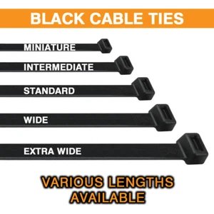 Black Cable Ties Nylon Zip Ties - Various Sizes - Picture 1 of 3